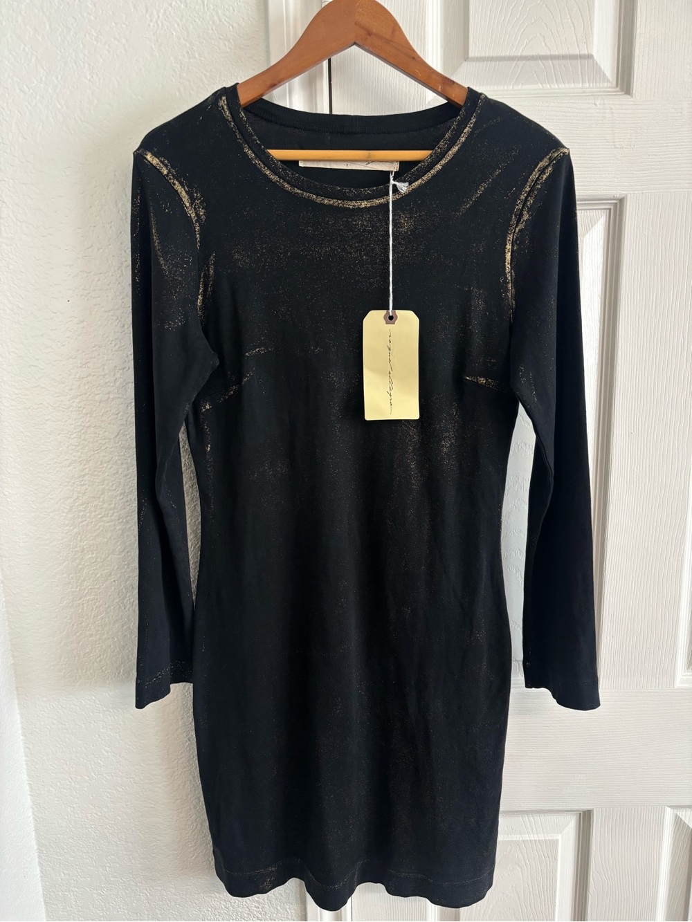 Raquel Allegra Liza Long Sleeve Gold Metallic Dress‎ Size 2 (M)